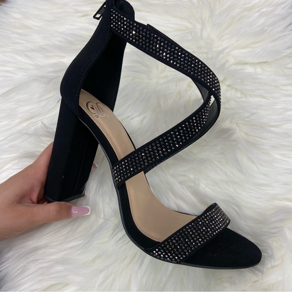 Black Rhinestone Heels
